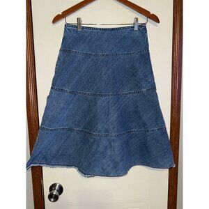 Boden Raw Hem Denim MIDI Skirt Size 8